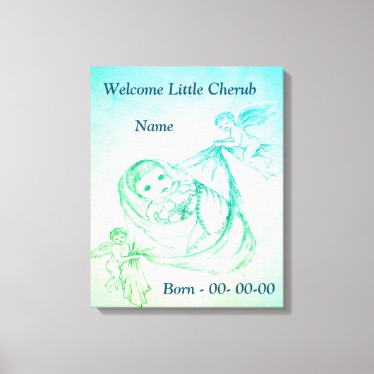Persoonlijke welkome kleine Cherub Canvas Afdruk (Voorkant)
