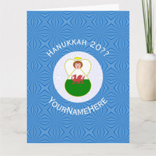 Persoonlijke Welshe Engel Hanukkah Vlag Kaart