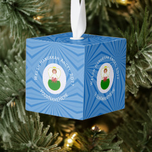 Persoonlijke Welshe Engel Hanukkah Vlag  Kubus Ornament