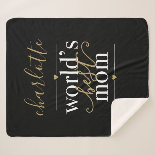 Persoonlijke Wereld Beste Moeder Zwart En Goud Sherpa Deken (Voorkant (horizontaal))