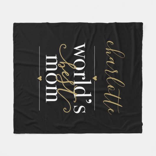 Persoonlijke Werelds Beste Moeder Zwart En Goud Fleece Deken (Voorkant (Horizontaal))