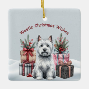 Persoonlijke Westie met cadeaus ornament