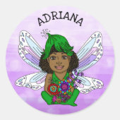 Persoonlijke Whimsical Fairy Name Ronde Sticker (Voorkant)
