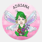 Persoonlijke Whimsical Fairy Name Ronde Sticker (Voorkant)