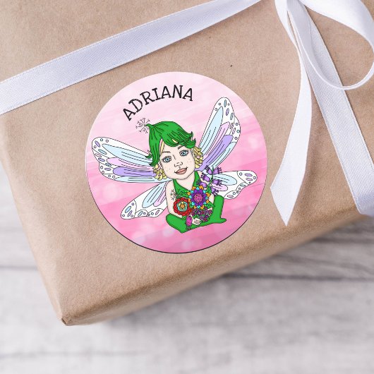 Persoonlijke Whimsical Fairy Name Ronde Sticker