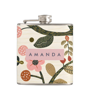 Persoonlijke Whimsical Retro Herfst Bloem Heupfles