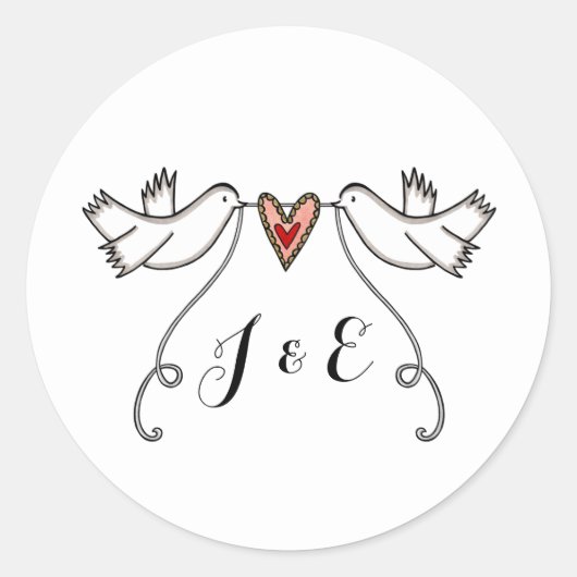 Persoonlijke White Doves Wedding Sticker (Voorkant)