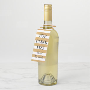 Persoonlijke wijnlabel POP CLINK FIZZ Flessenhanger