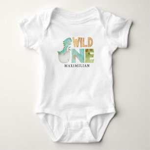 Persoonlijke WILD ONE Dinosaur 1e verjaardag Romper