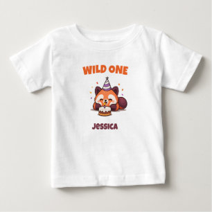 Persoonlijke Wild One Rode Panda Eerste Verjaardag