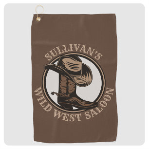 Persoonlijke Wild West Saloon Western Cowboylaarze Golfhanddoek