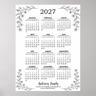 Persoonlijke Wilde Bloem 2027 Gezinskalender Poster