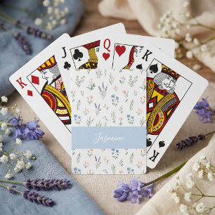 Persoonlijke Wilde Bloem Aangepaste Naam Bloemig B Pokerkaarten