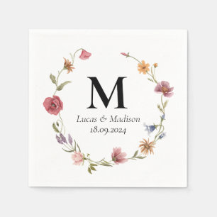 Persoonlijke Wilde Bloem Monogram Trouwservet Servet