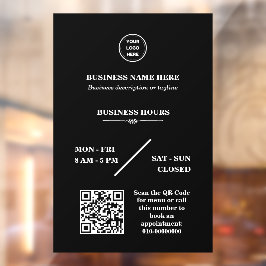 Persoonlijke winkelopeningstijden deur met bedrijf raamsticker