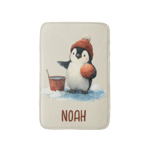 Persoonlijke Winter Pinguïn Basketbal Kind Badmat