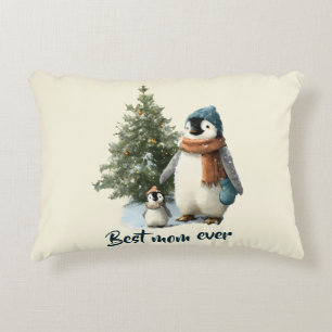 Persoonlijke Winter Pinguïn “Beste Moeder Ooit” Accent Kussen