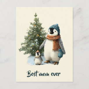 Persoonlijke Winter Pinguïn “Beste Moeder Ooit” Briefkaart