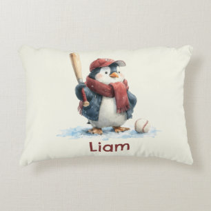 Persoonlijke Winter Pinguïn Honkbal Kind Accent Kussen