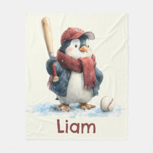 Persoonlijke Winter Pinguïn Honkbal Kind Fleece Deken