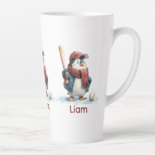 Persoonlijke Winter Pinguïn Honkbal Kind Latte Mok