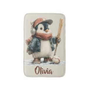 Persoonlijke Winter Pinguïn Softbal Kind Badmat