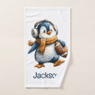 Persoonlijke Winter Pinguïn Voetbal Kind Bad Handdoek