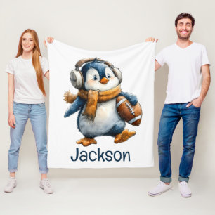Persoonlijke Winter Pinguïn Voetbal Kind Fleece Deken