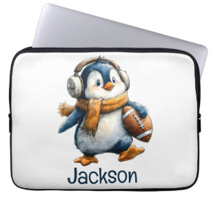 Persoonlijke Winter Pinguïn Voetbal Kind Laptop Sleeve