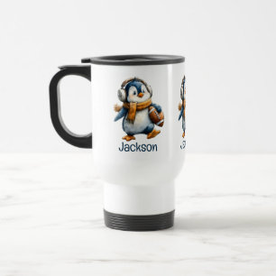 Persoonlijke Winter Pinguïn Voetbal Kind Reisbeker