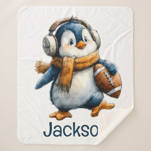 Persoonlijke Winter Pinguïn Voetbal Kind Sherpa Deken