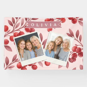 Persoonlijke Winter Rode Bes Botanische Cottage Spandoek