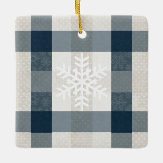 Persoonlijke wintersopflake Blauwe kerstmis Keramisch Ornament (Voorkant)