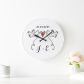 Persoonlijke witte doven bruiloft Gift Acrylic Lar Grote Klok (Huis)