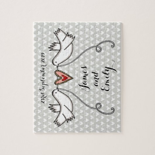 Persoonlijke Witte Doves Weddenschap Jigzaag Puzzl Legpuzzel (Verticaal)