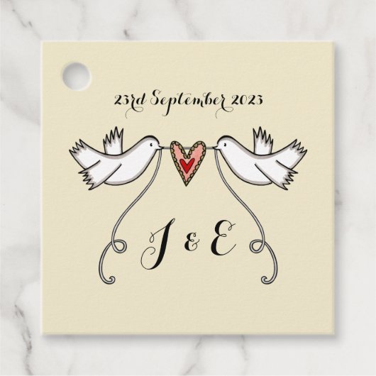 Persoonlijke Witte Doves Weddenschap voor Labels (Voorkant)