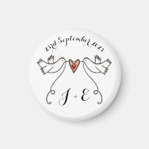 Persoonlijke Witte Doves Wedding Magnet Favor Magneet
