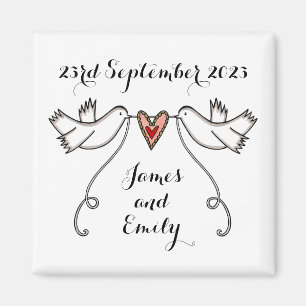 Persoonlijke Witte Doves Wedding Magnet Favor Magneet