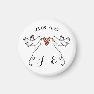 Persoonlijke Witte Doves Wedding Magnet Favor Magneet