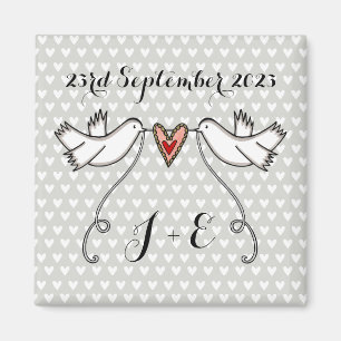 Persoonlijke Witte Doves Wedding Magnet Favor Magneet