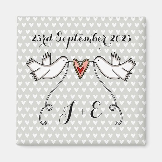 Persoonlijke Witte Doves Wedding Magnet Favor Magneet (Voorkant)