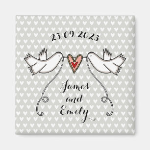 Persoonlijke Witte Doves Wedding Magnet Favor Magneet