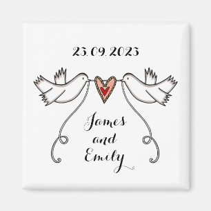 Persoonlijke Witte Doves Wedding Magnet Favor Magneet