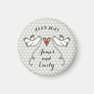 Persoonlijke Witte Doves Wedding Magnet Favor Magneet