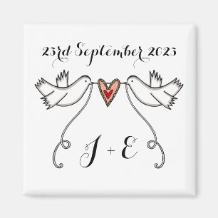 Persoonlijke Witte Doves Wedding Magnet Favor Magneet
