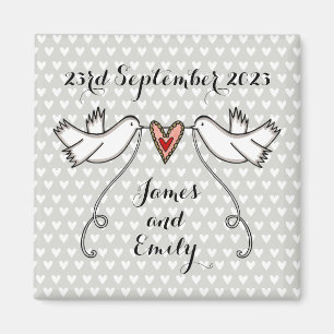 Persoonlijke Witte Doves Wedding Magnet Favor Magneet