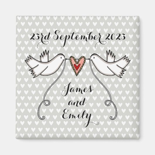 Persoonlijke Witte Doves Wedding Magnet Favor Magneet (Voorkant)