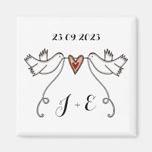Persoonlijke Witte Doves Wedding Magnet Favor Magneet