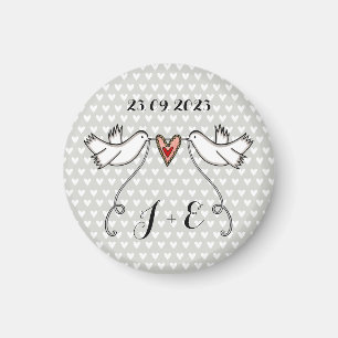 Persoonlijke Witte Doves Wedding Magnet Favor Magneet