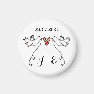 Persoonlijke Witte Doves Wedding Magnet Favor Magneet